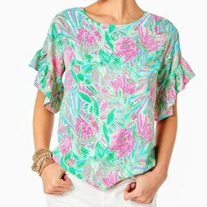 Lilly Pulitzer Pink and Green Floral Top